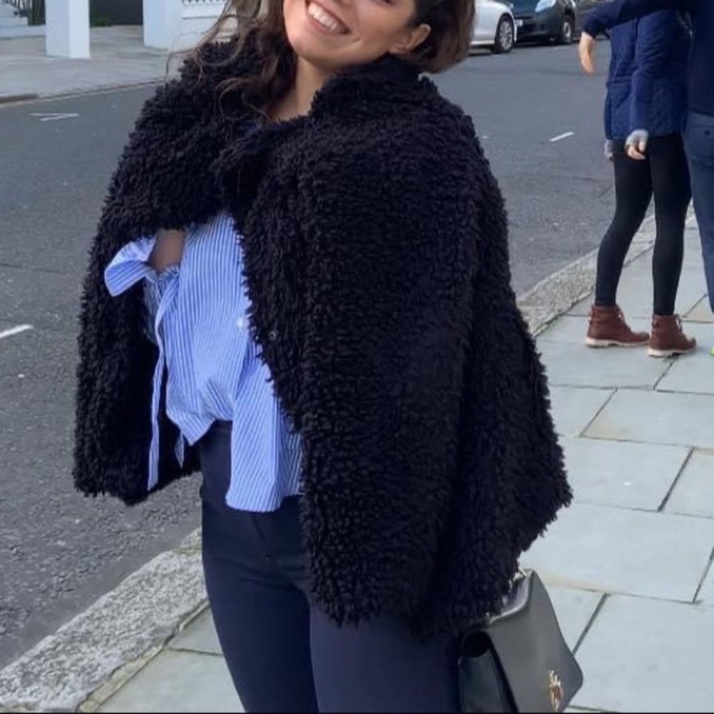 Teddy Sherpa coat in black